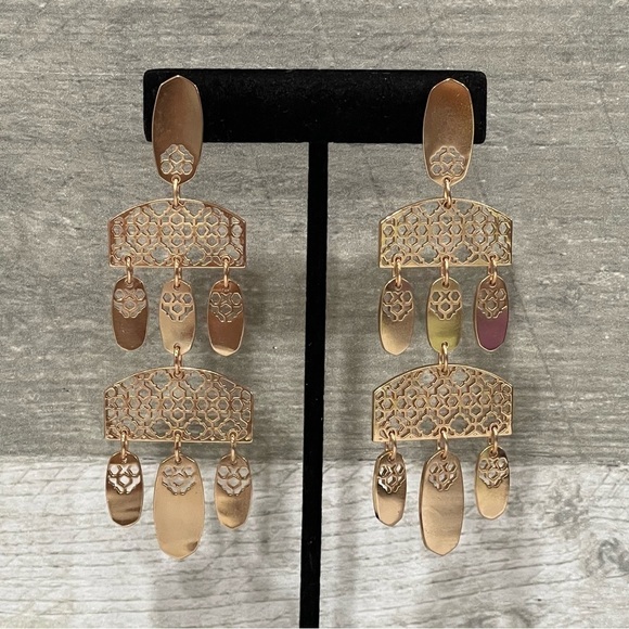 KENDRA SCOTT Emmet Rose Gold Statement Earrings NWT - Picture 1 of 4
